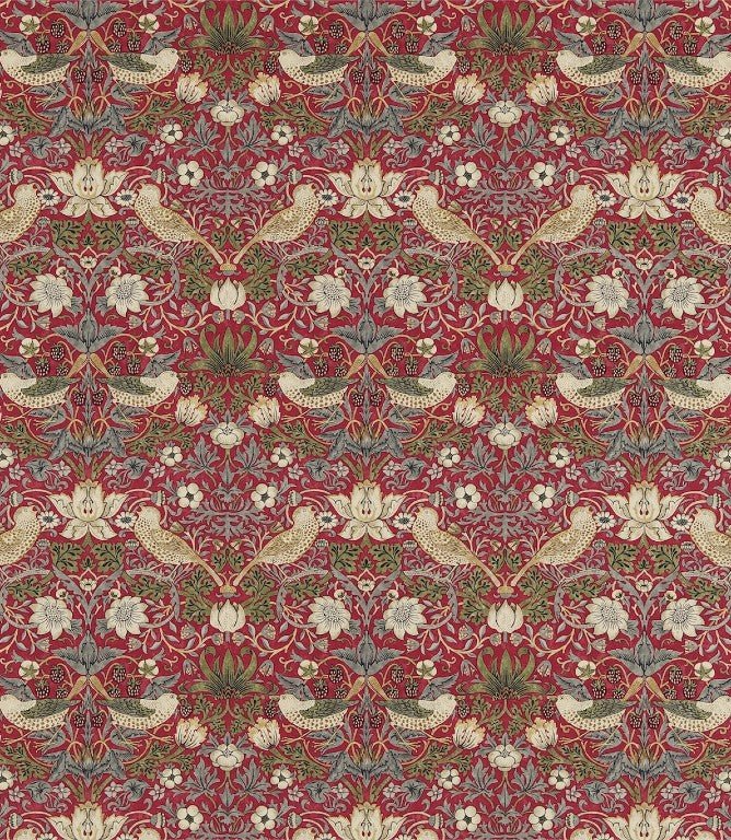 Strawberry Thief Fabric / Crimson / Slate - Just Fabrics