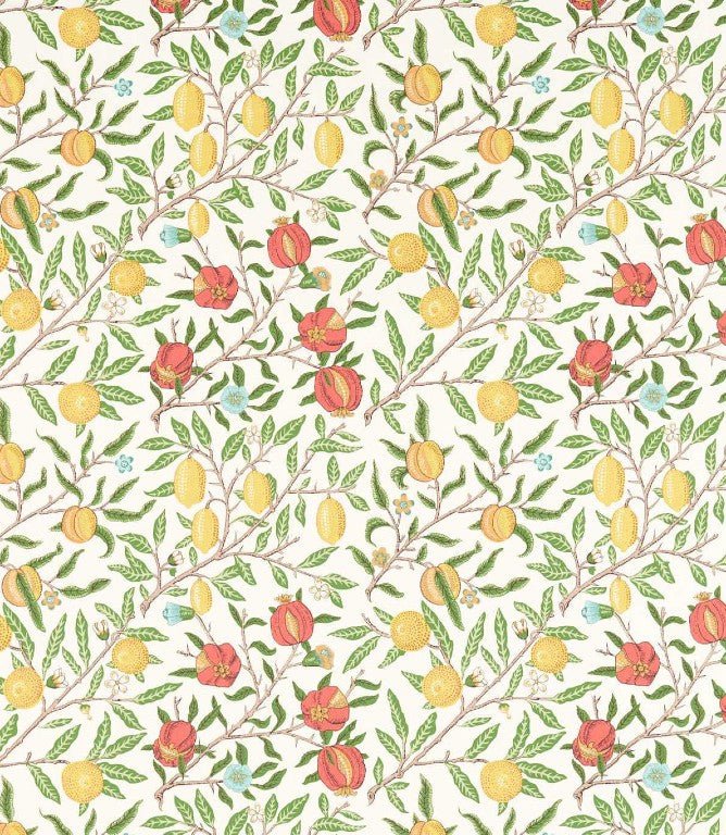 Fruit Fabric / Leaf Green / Madder - Just Fabrics