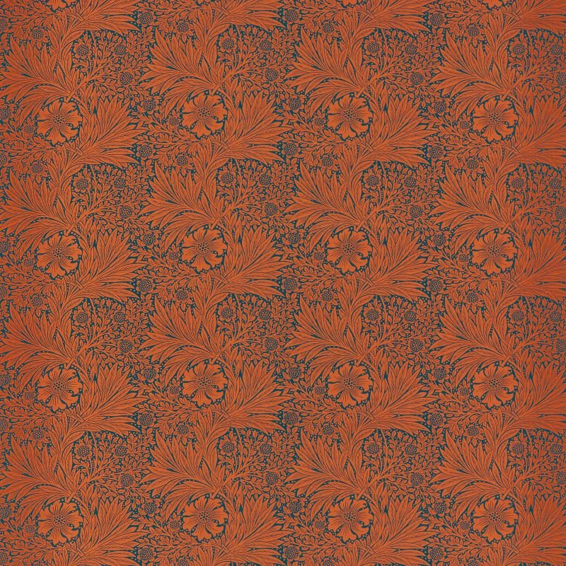 Marigold Fabric / Navy / Burnt Orange - Just Fabrics