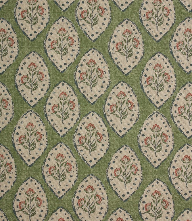 Fleur De Lune Fabric / Sap Green - Just Fabrics