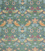Strawberry Thief Linen Fabric / Blue - Just Fabrics