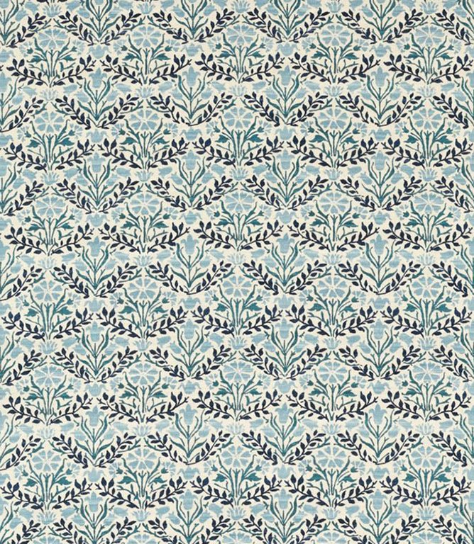 Bellflowers Fabric / Mineral Blue - Just Fabrics