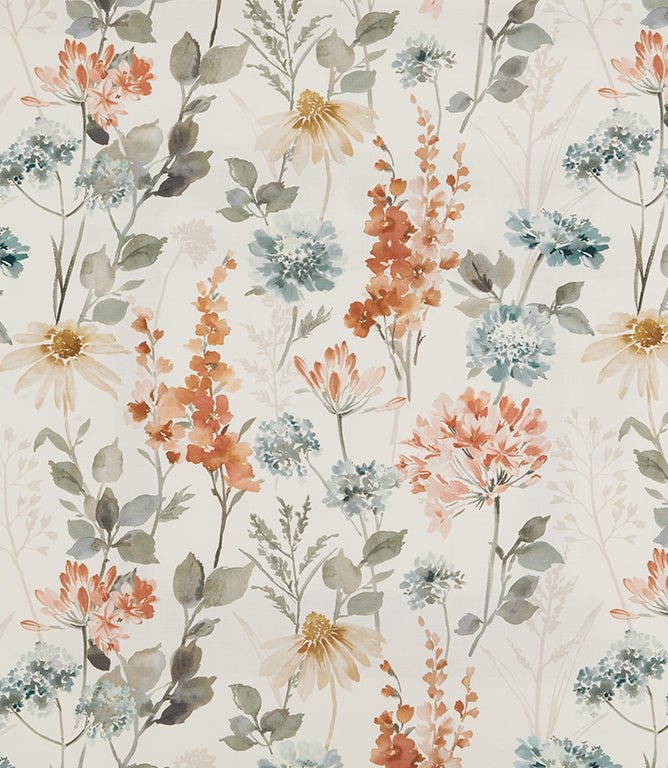 Wild Garden Cotton Fabric / Coral - Just Fabrics