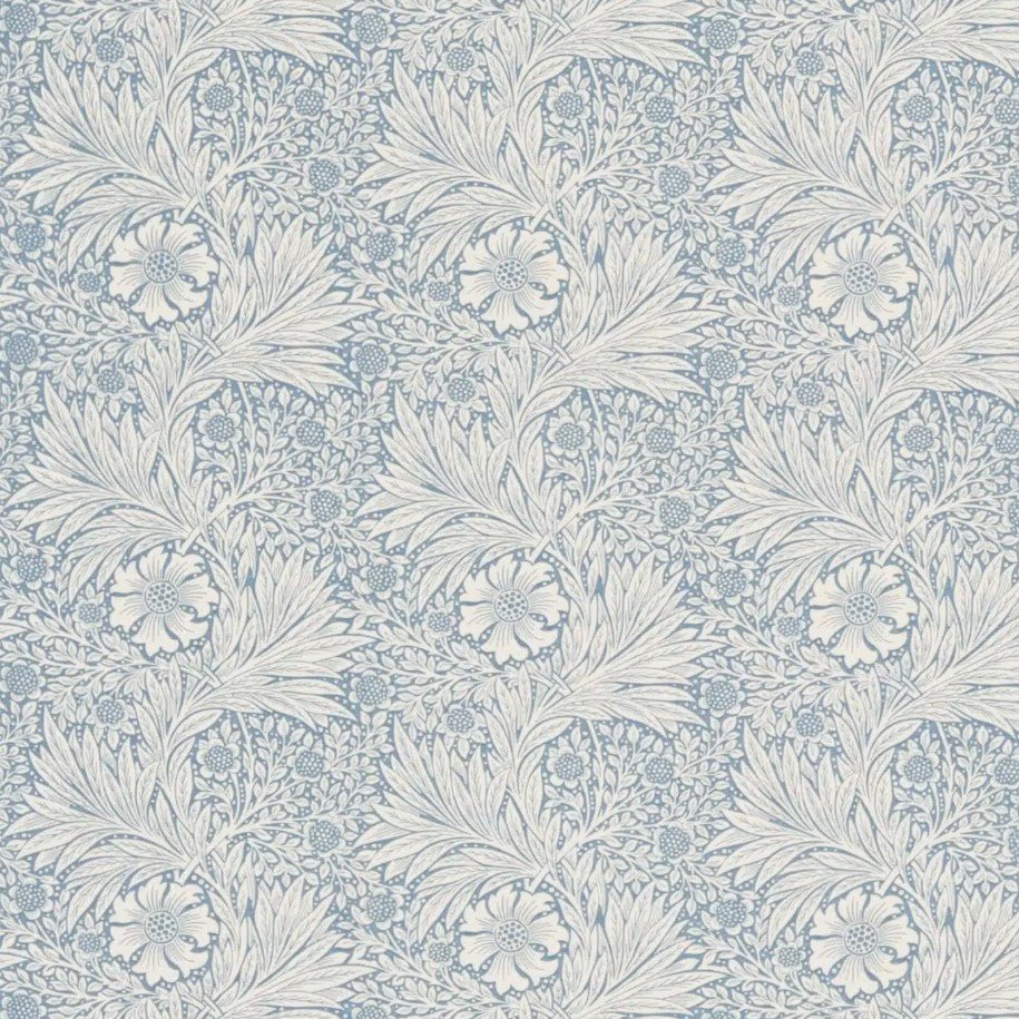 Marigold Fabric / China Blue / Ivory - Just Fabrics