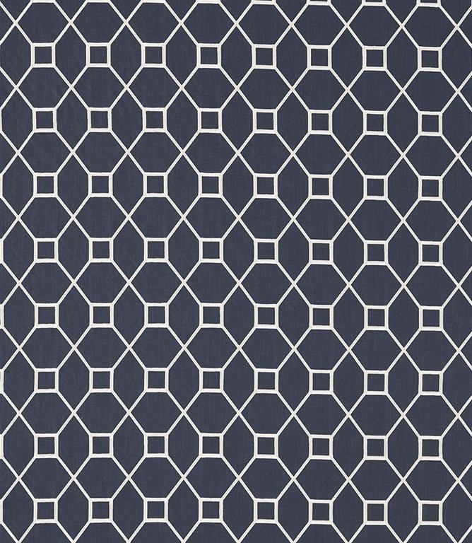Baroque Trellis Fabric / Indigo - Just Fabrics