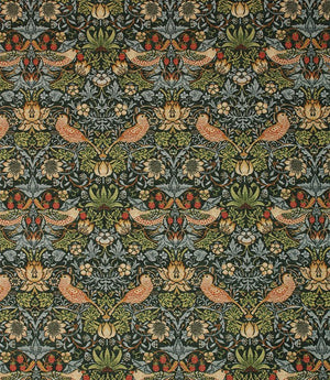 Strawberry Thief Chenille Tapestry Fabric / Teal