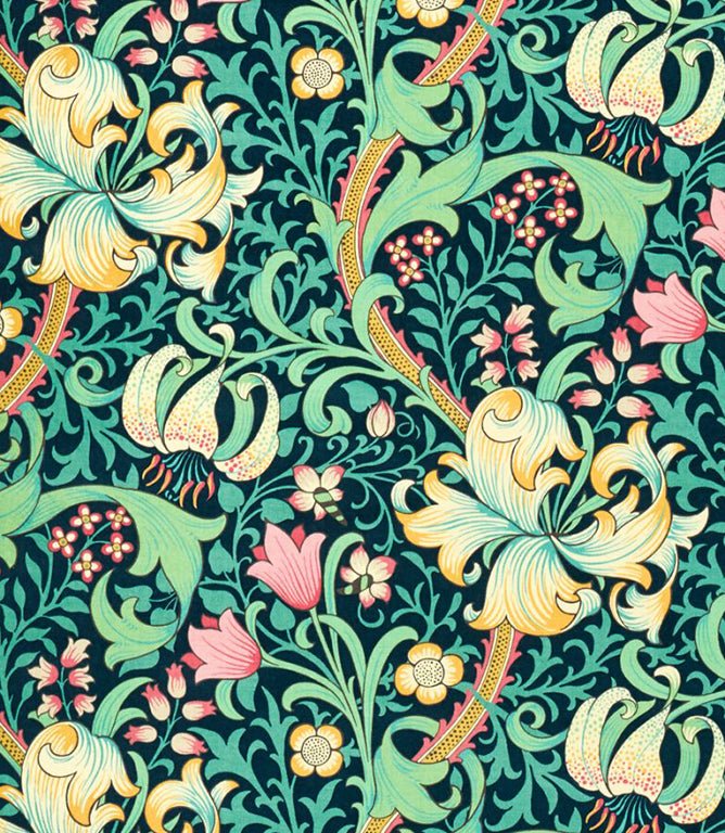 Golden Lily Velvet Fabric / Galactic Ink - Just Fabrics