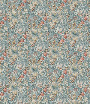 Golden Lily Oilcloth Fabric / Tourmaline