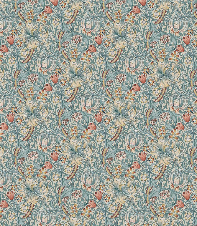 Golden Lily Oilcloth Fabric / Tourmaline - Just Fabrics