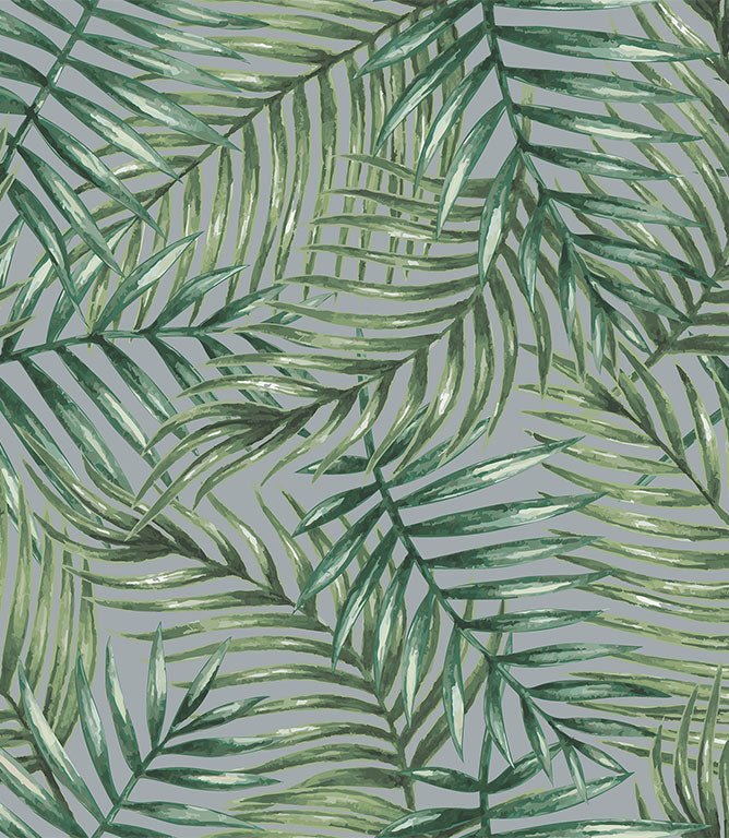 Palm Leaves Outdoor Fabric / Dove - Just Fabrics