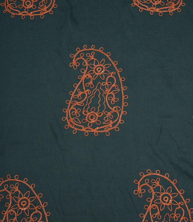 Kashmir Fabric / Blue / Tangerine - Just Fabrics