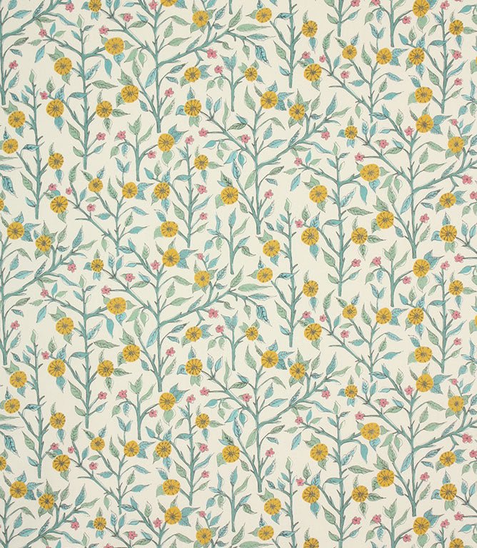 Yamuna Fabric / Teal Cream - Just Fabrics