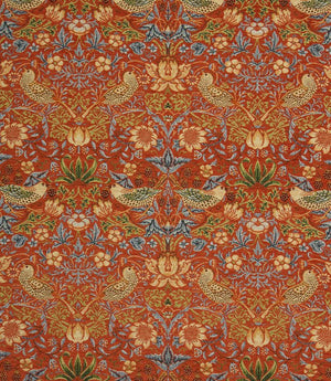 Strawberry Thief Chenille Tapestry Fabric / Burnt Orange