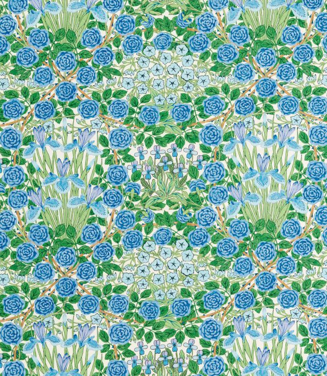 Campanula Fabric / Peacock / Opal - Just Fabrics
