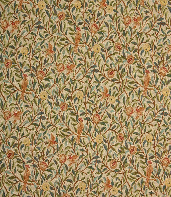 Bird and Pomegranate Tapestry Fabric / Beige - Just Fabrics