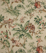 Macaques Fabric / Green - Just Fabrics