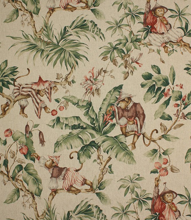 Macaques Fabric / Green - Just Fabrics