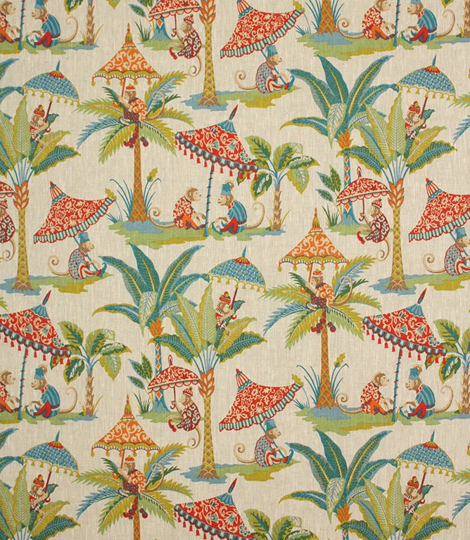 Cheeky Monkey Linen Fabric / Multi - Just Fabrics