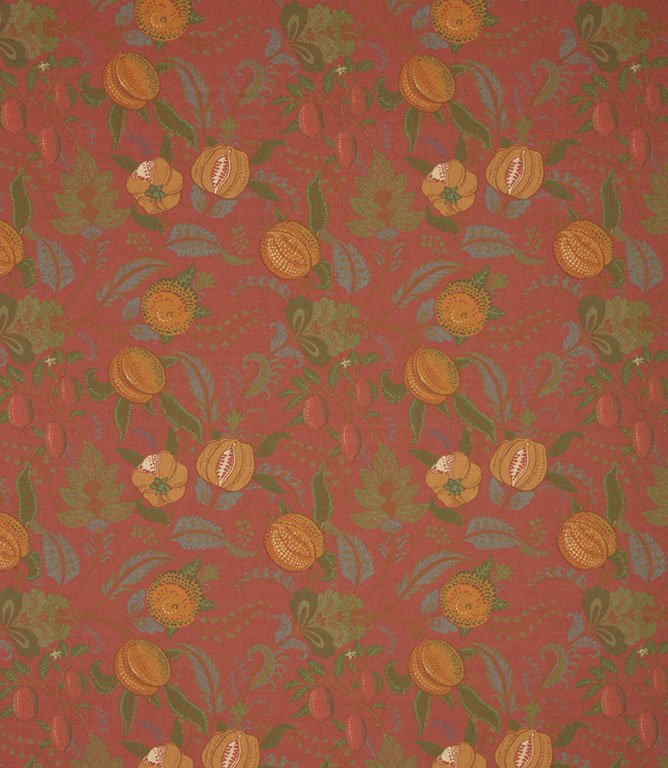 Fruit Meadow Linen Look Fabric / Red - Just Fabrics