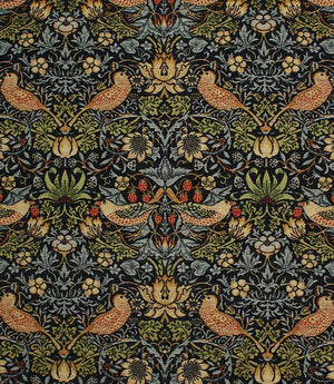 Strawberry Thief Chenille Tapestry Fabric / Marine