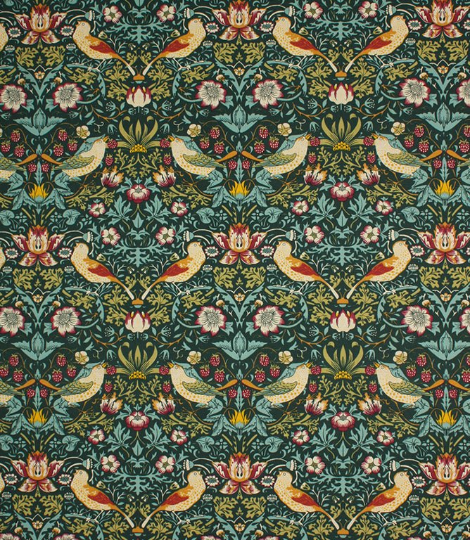 Strawberry Thief Fabric / Dark Green - Just Fabrics
