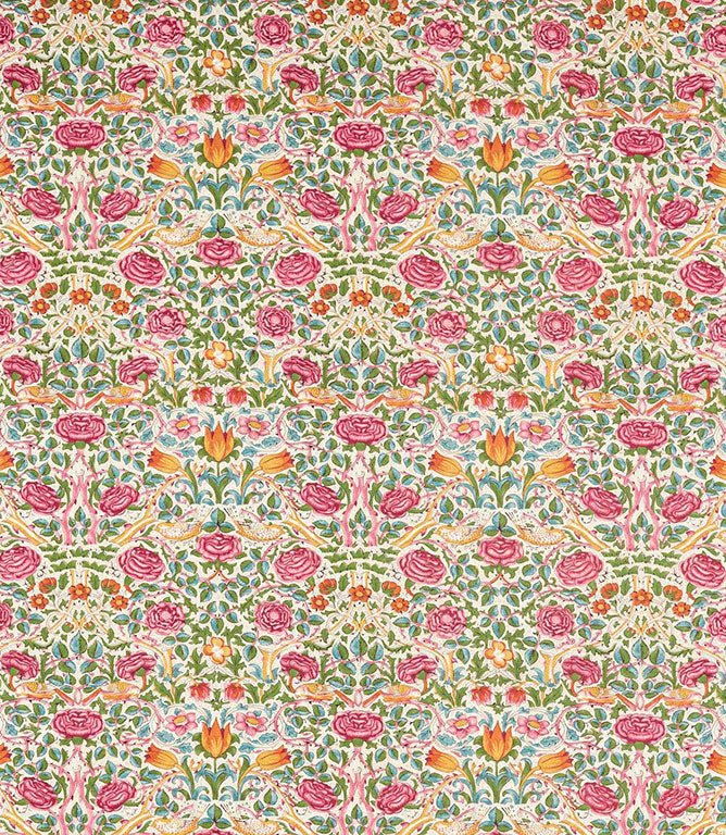 Rose Fabric / Bough's Green / Rose - Just Fabrics