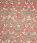 Strawberry Thief Linen Fabric / Crimson - Just Fabrics