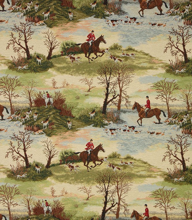 Horse and Hound Tapestry Fabric / Multi - Just Fabrics