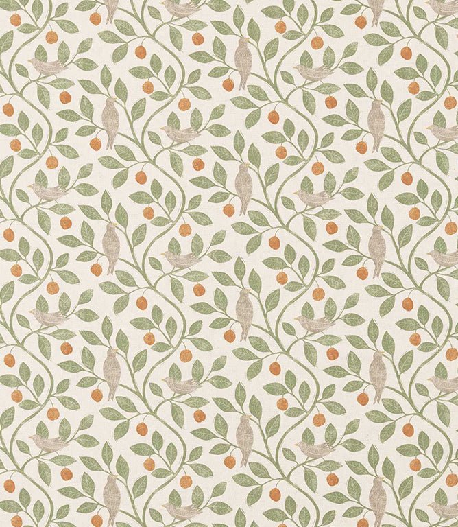 Damson Tree Fabric / Brick / Fennel - Just Fabrics
