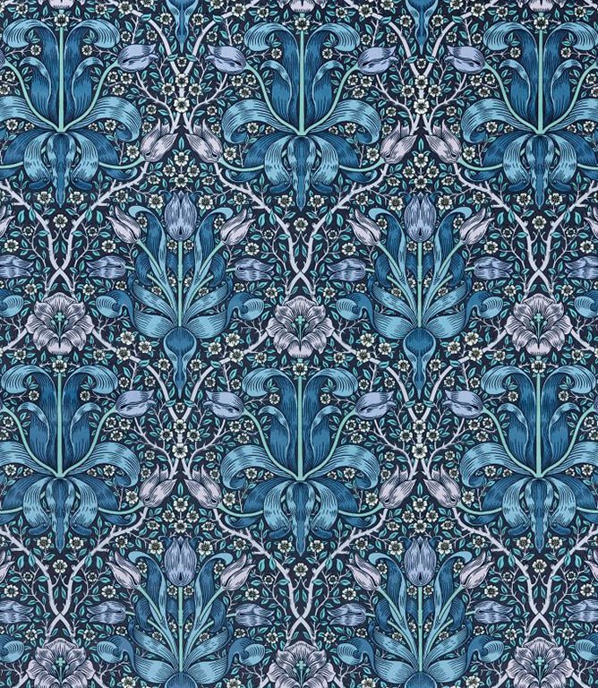 Spring Thicket Velvet Fabric / Midnight / Lilac - Just Fabrics