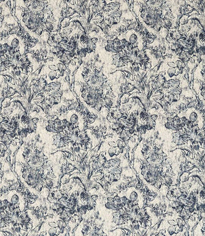 Fringed Tulip Toile Fabric / Woad