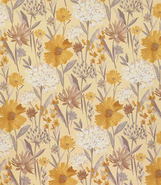 Fleur FR Fabric / Ochre - Just Fabrics