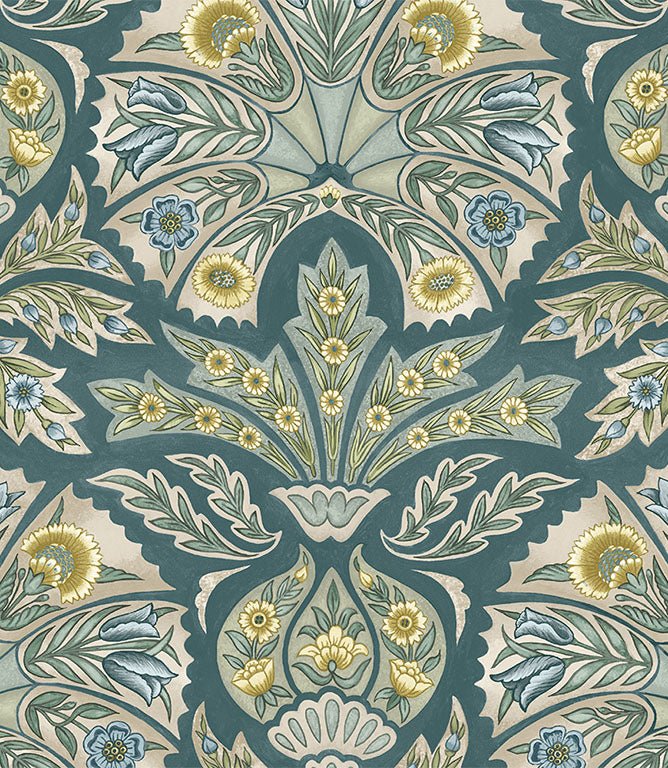 Arabesque FR Fabric / Teal - Just Fabrics