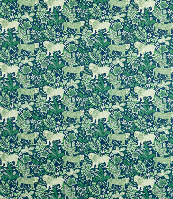 Rumble In The Jungle Fabric / Midnight / Mint Leaf - Just Fabrics