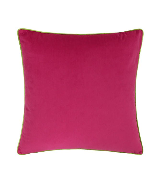 Meridian Hot Pink / Lime Velvet Cushion - Just Fabrics