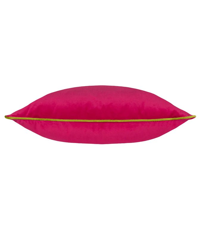 Meridian Hot Pink / Lime Velvet Cushion - Just Fabrics