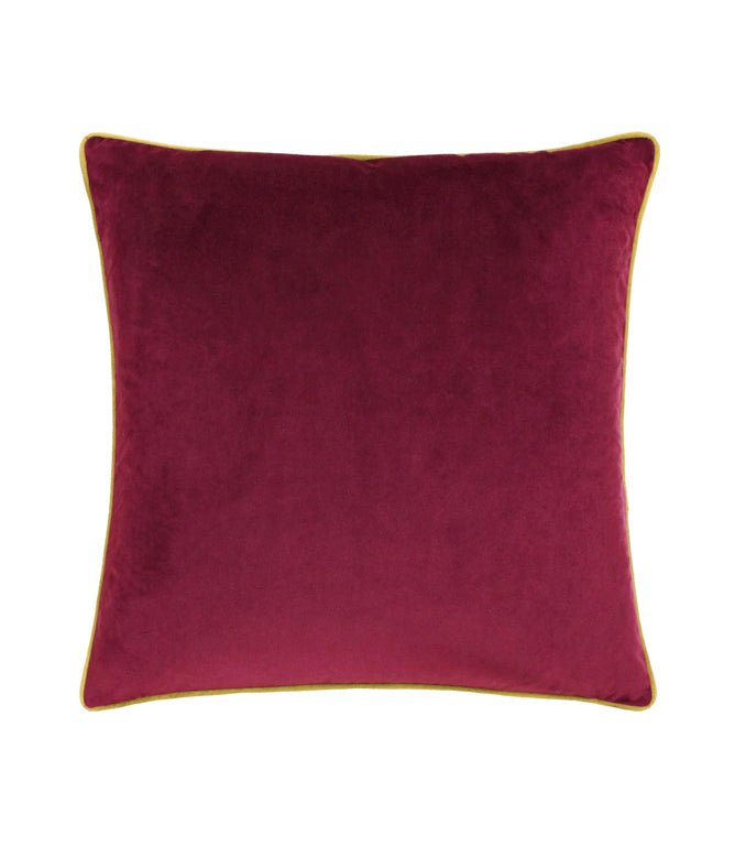 Meridian Maroon / Moss Velvet Cushion - Just Fabrics