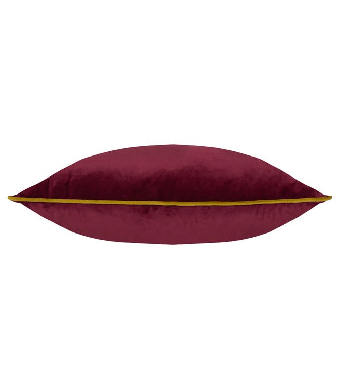 Meridian Maroon / Moss Velvet Cushion - Just Fabrics