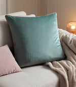 Meridian Mineral / Blush Velvet Cushion - Just Fabrics