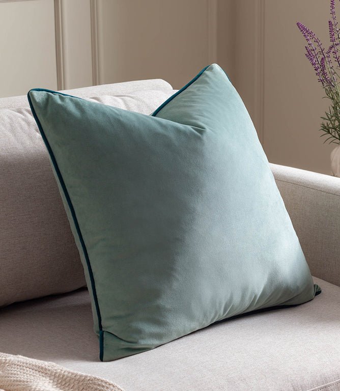 Meridian Mineral / Teal Velvet Cushion - Just Fabrics