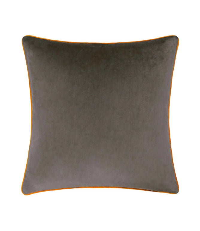 Meridian Mocha / Pumpkin Velvet Cushion - Just Fabrics