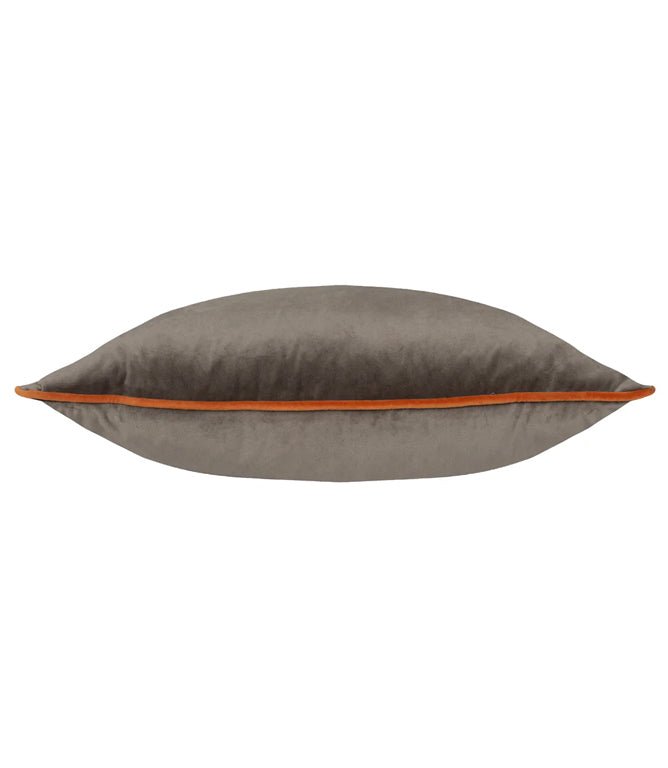 Meridian Mocha / Pumpkin Velvet Cushion - Just Fabrics