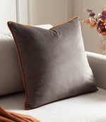 Meridian Mocha / Pumpkin Velvet Cushion - Just Fabrics