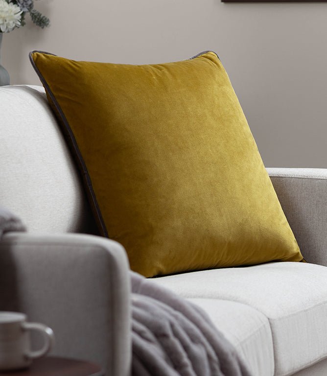 Meridian Moss / Charcoal Velvet Cushion - Just Fabrics