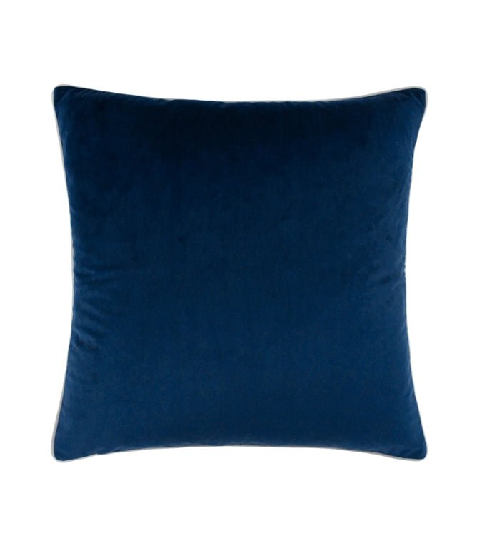 Meridian Navy / Silver Velvet Cushion - Just Fabrics