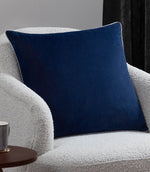 Meridian Navy / Silver Velvet Cushion - Just Fabrics