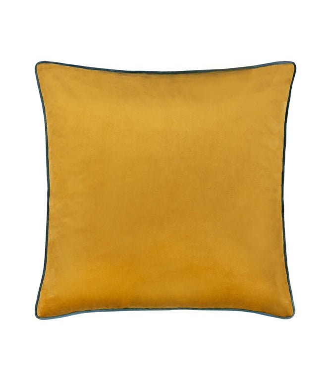 Meridian Ochre / Teal Velvet Cushion - Just Fabrics