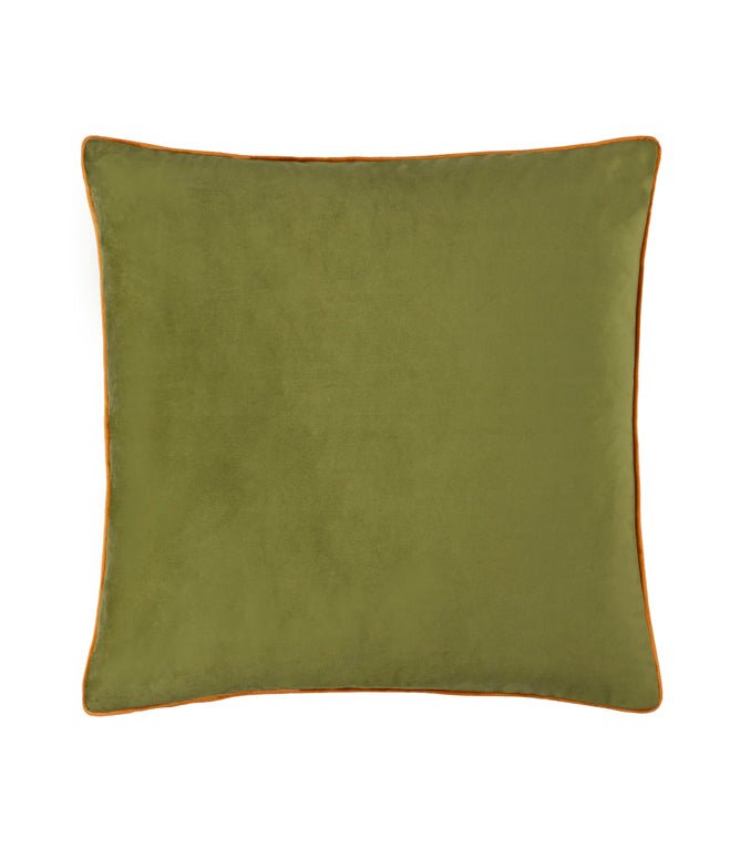 Meridian Olive / Ginger Velvet Cushion - Just Fabrics