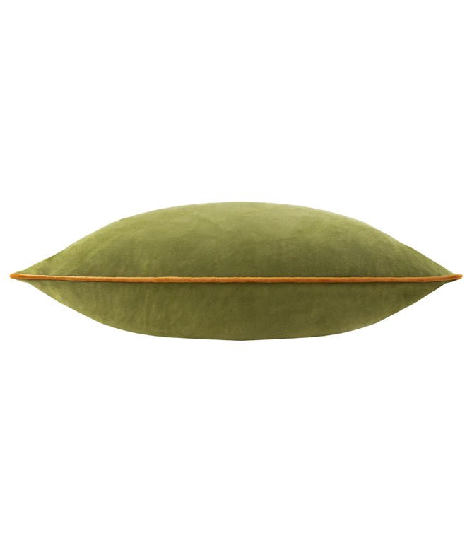 Meridian Olive / Ginger Velvet Cushion - Just Fabrics
