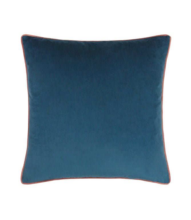 Meridian Petrol / Blush Velvet Cushion - Just Fabrics